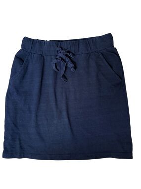 LOFT XS Navy Knit Drawstring Pocket Mini Skirt
